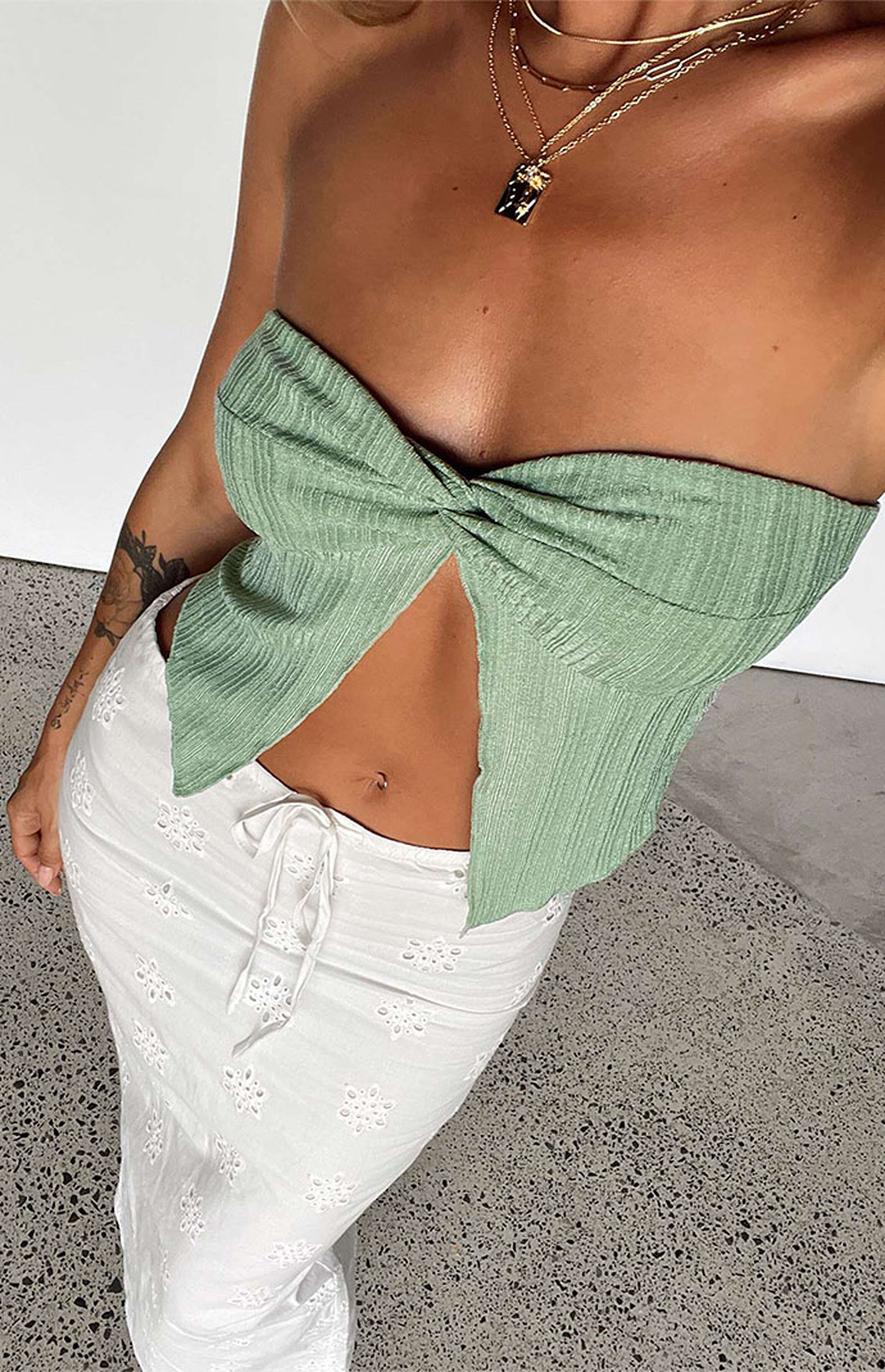 Princess Polly Green Mani Strapless Top | PacSun