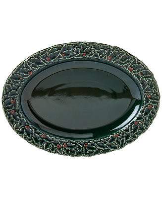 Haven 16" Green Holly Platter - Macy's | Macy's