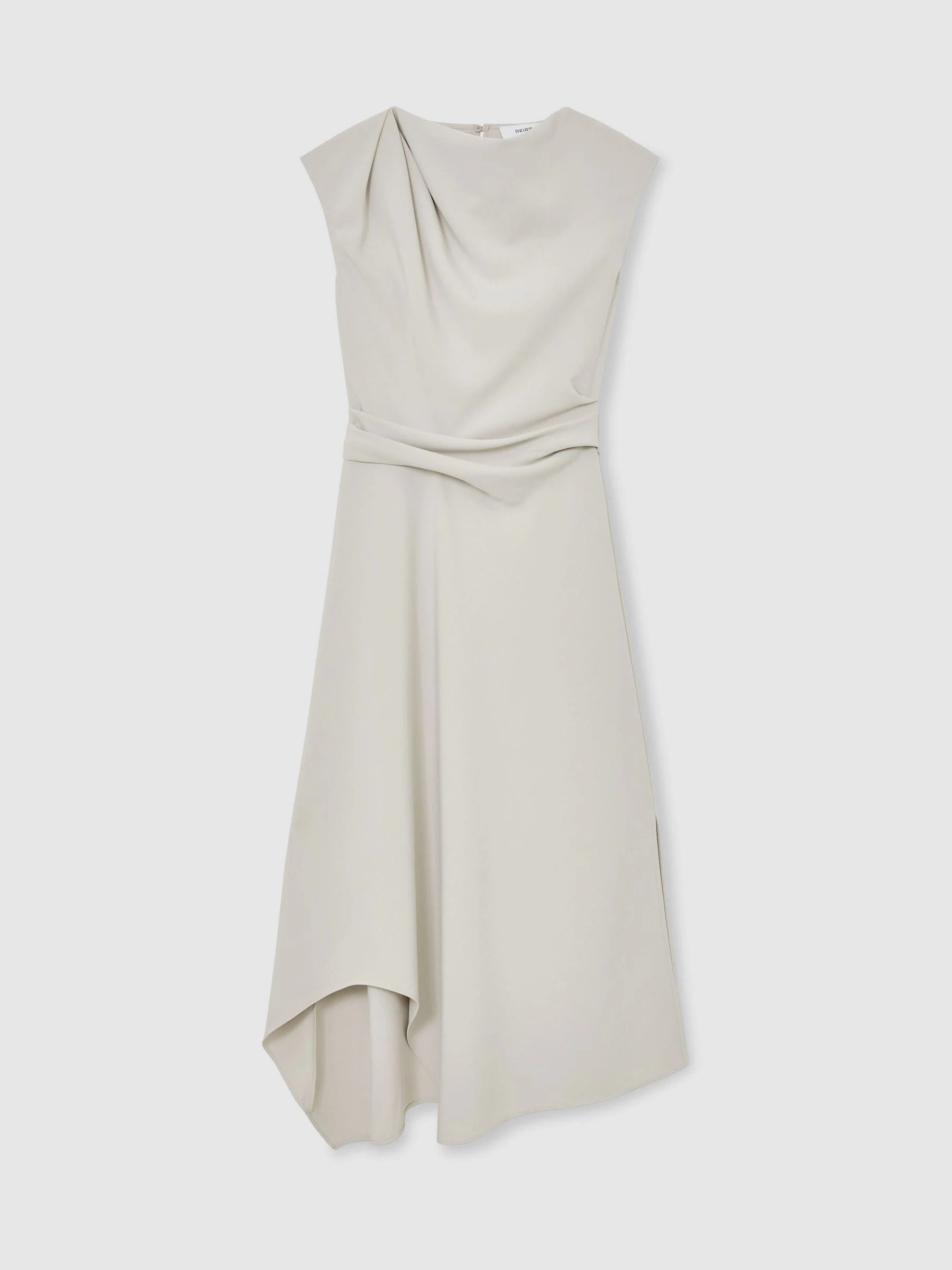 Reiss Reiss Stone Neutral Camilla Gathered-Detail Draped Midi Dress | Next US