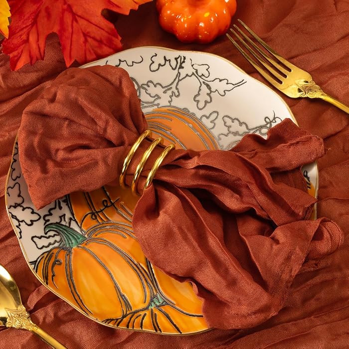 Cloth Napkins Set of 10 21"x21" Reusable Cheesecloth Napkins Terracotta | Amazon (US)
