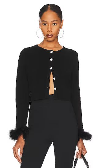 Detachable Feathers Knit Cardigan in Black | Revolve Clothing (Global)