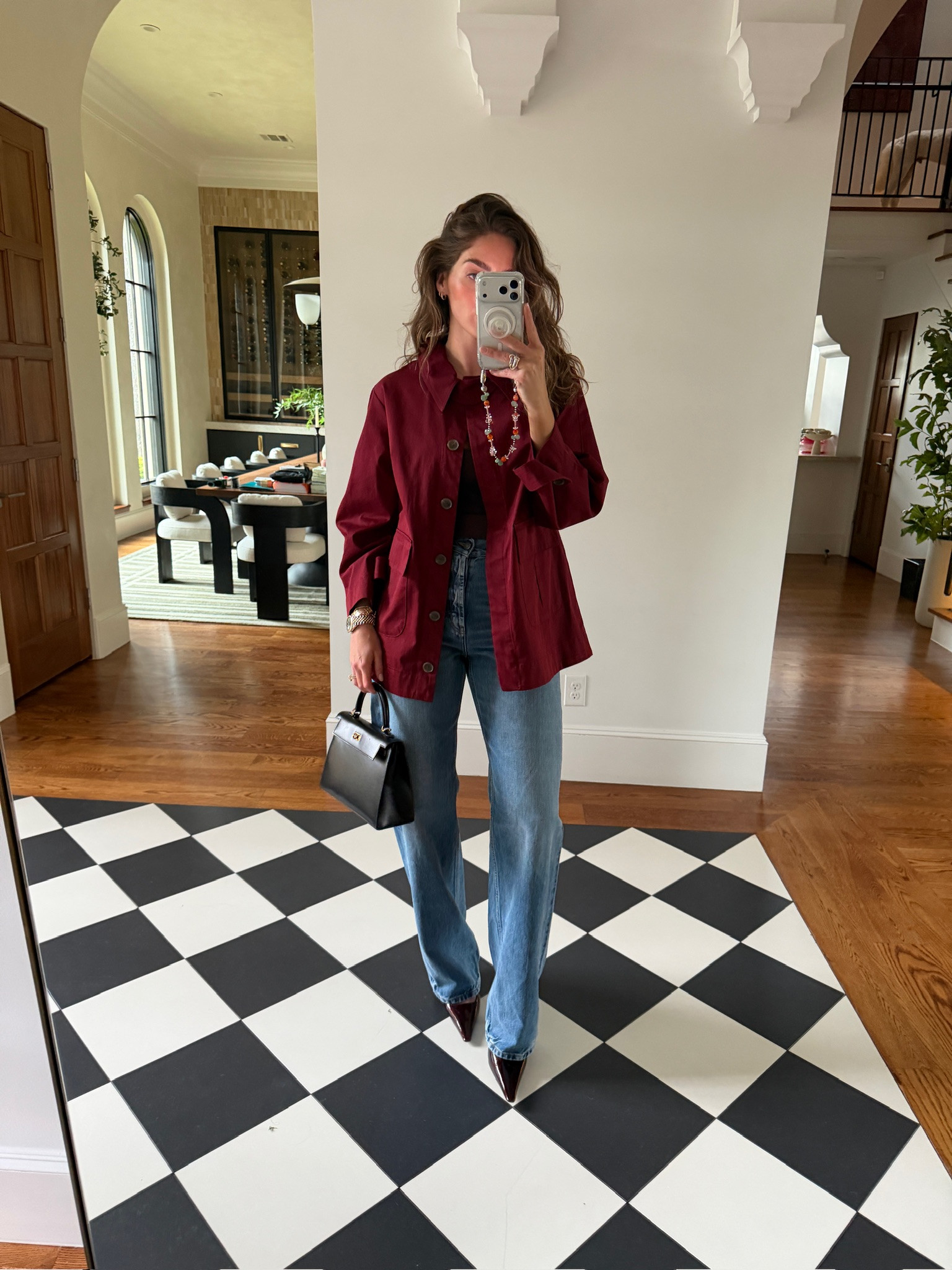 One of my favorite looks lately. This burgundy jacket from Revolve is such a good statement layer, and these Anine Bing jeans have the best straight-leg fit. Finished it off with a timeless leather bag I’ll wear for years.

#LTKdayinmylife #LTKgrwm #LTKootd