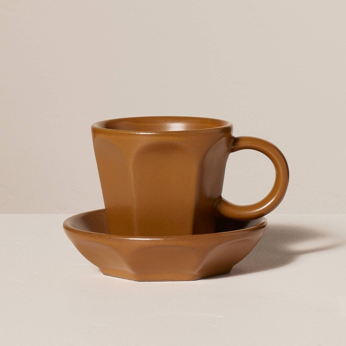 3.5oz Fluted Stoneware Espresso Cup & Saucer  - Hearth & Hand™ with Magnolia | Target