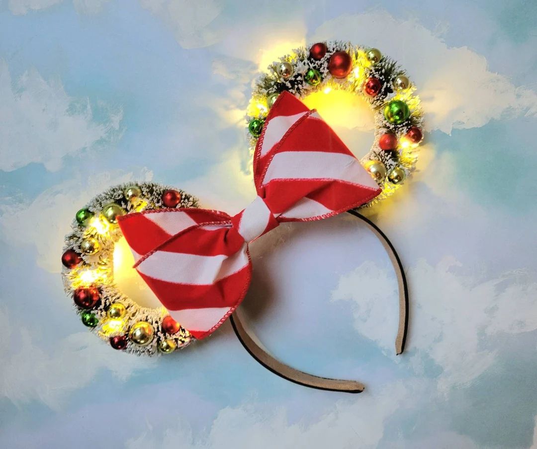 Sweet Peppermint Ears Christmas Mickey Ears Holiday Minnie - Etsy | Etsy (US)
