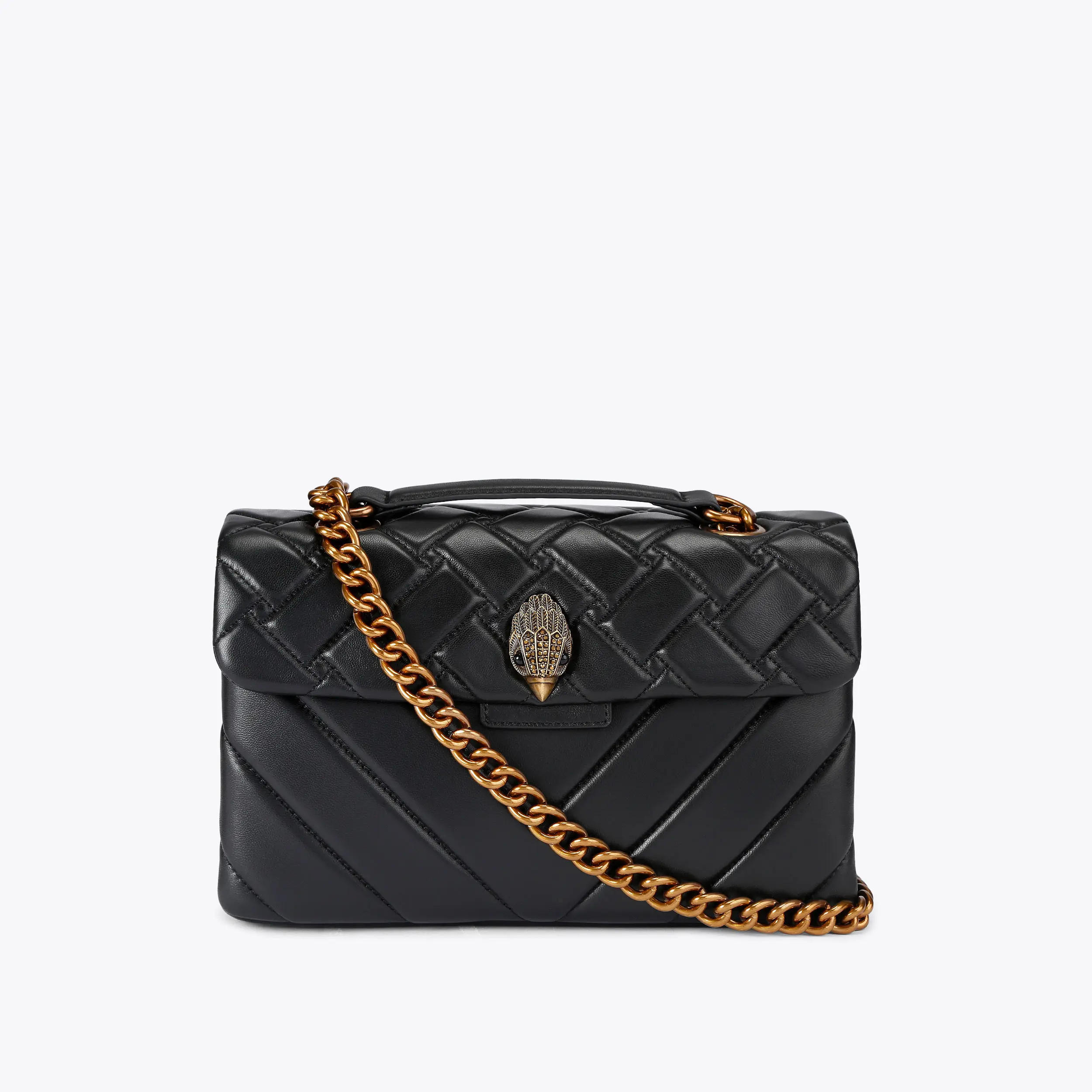 LEATHER KENSINGTON X BAG Black Quilted Leather Kensington Bag by KURT GEIGER LONDON | Kurt Geiger UK