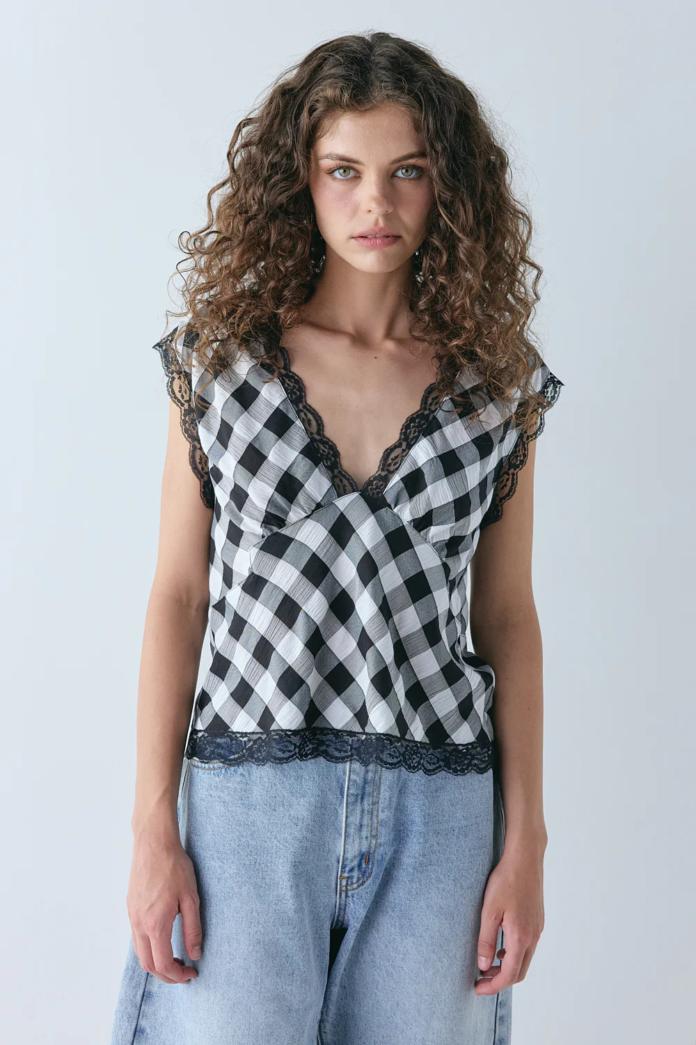 Flores Top Black Check | VRG Grl