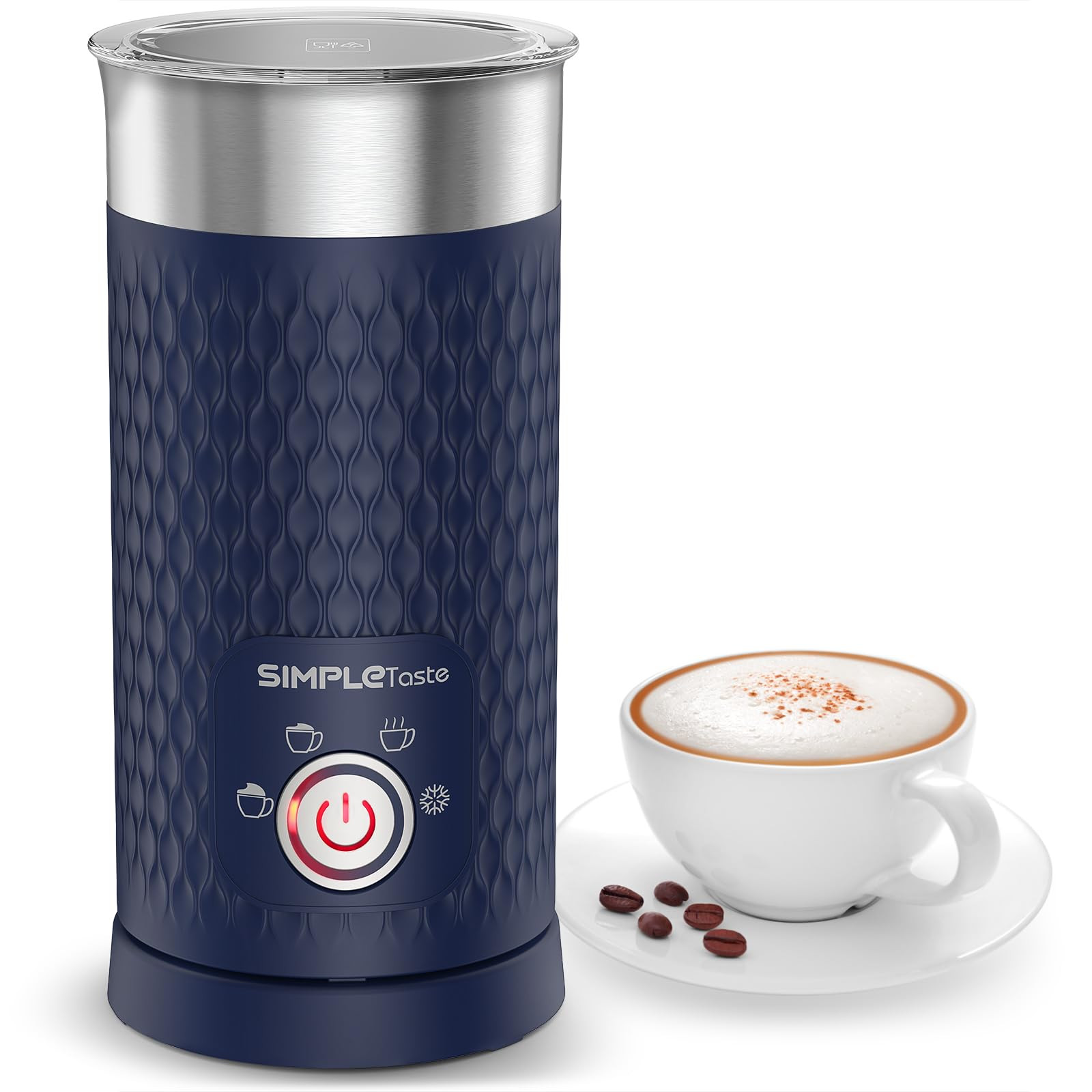 SIMPLETASTE Milk Frother, 4-in-1 Electric Milk Steamer, Automatic Warm and Cold Foam Maker and Mi... | Amazon (US)