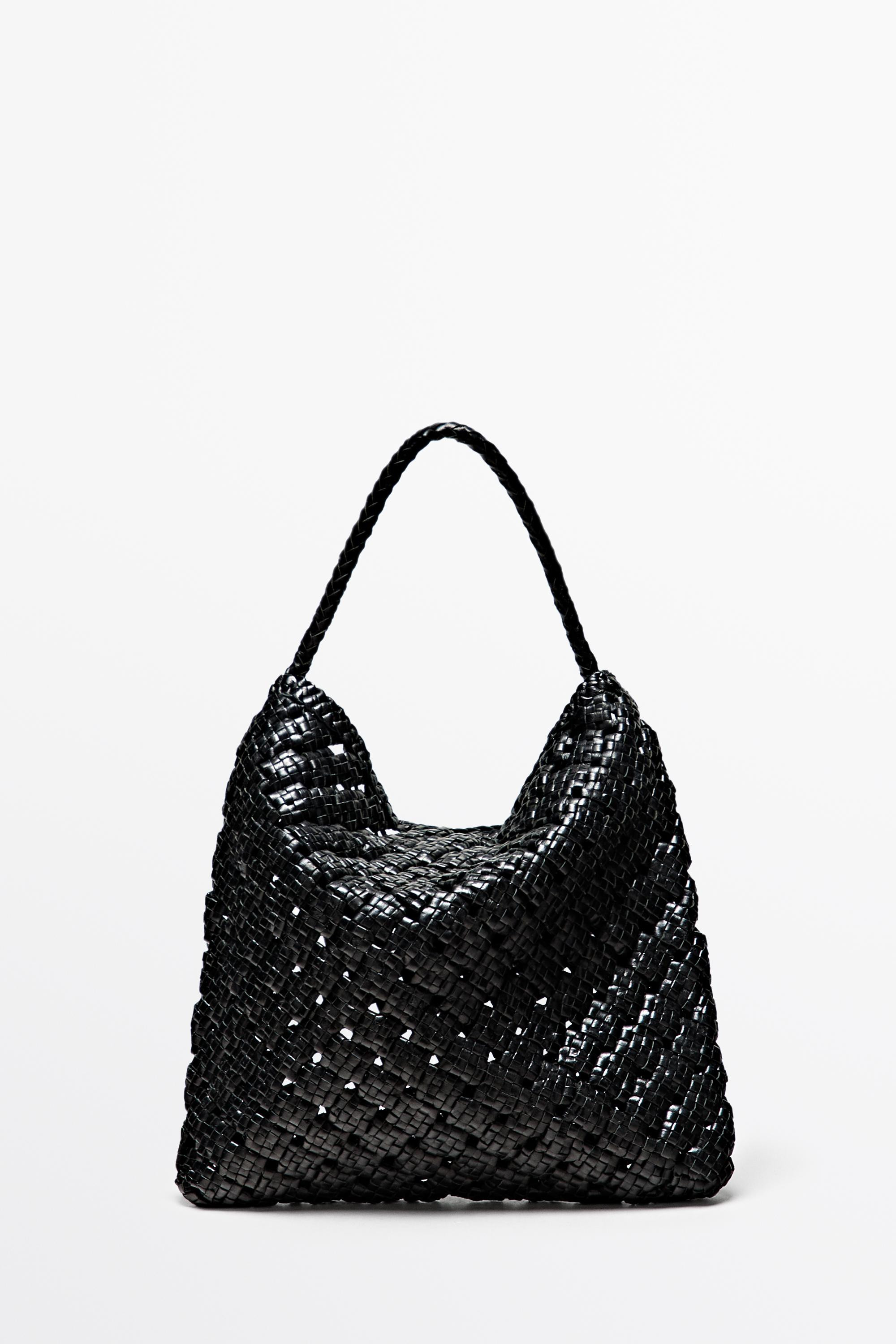 Medium braided nappa leather bag | Massimo Dutti UK