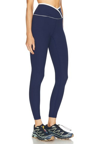 YEAR OF OURS Ribbed Two Tone Veronica Legging in Navy & White | FWRD | FWRD 