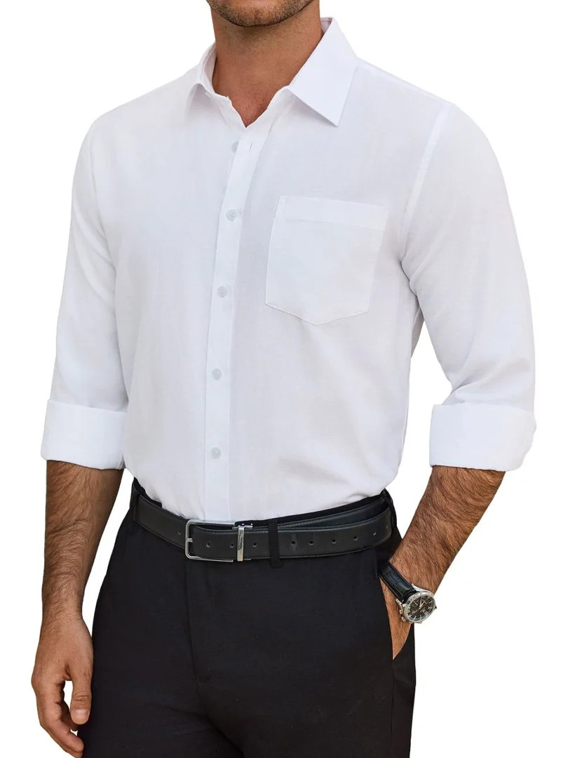 sogami Button Up Shirt Mens Oxford Shirt Casual Long Sleeve White Cotton Dress Shirt For Men Offi... | Walmart (US)