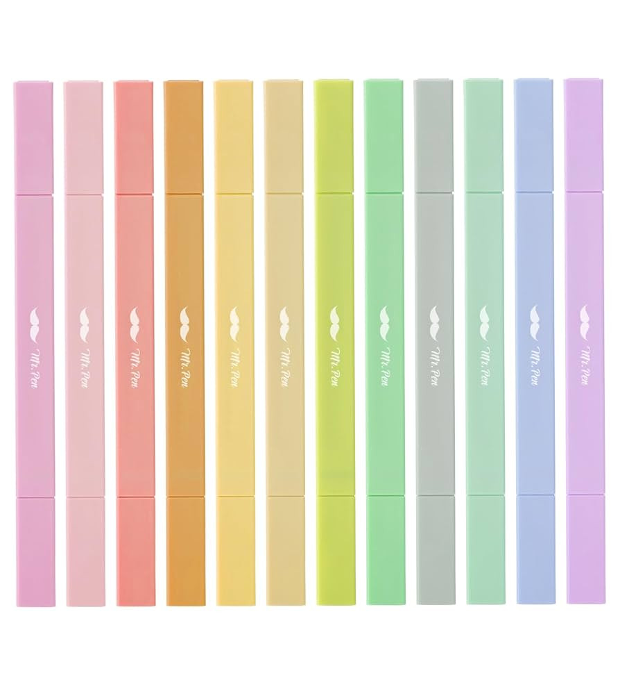 Mr. Pen- Dual Tip Aesthetic Highlighters, 12Pack, Chisel & Fine Tips, Pastel Colors, Cute Assorte... | Amazon (US)