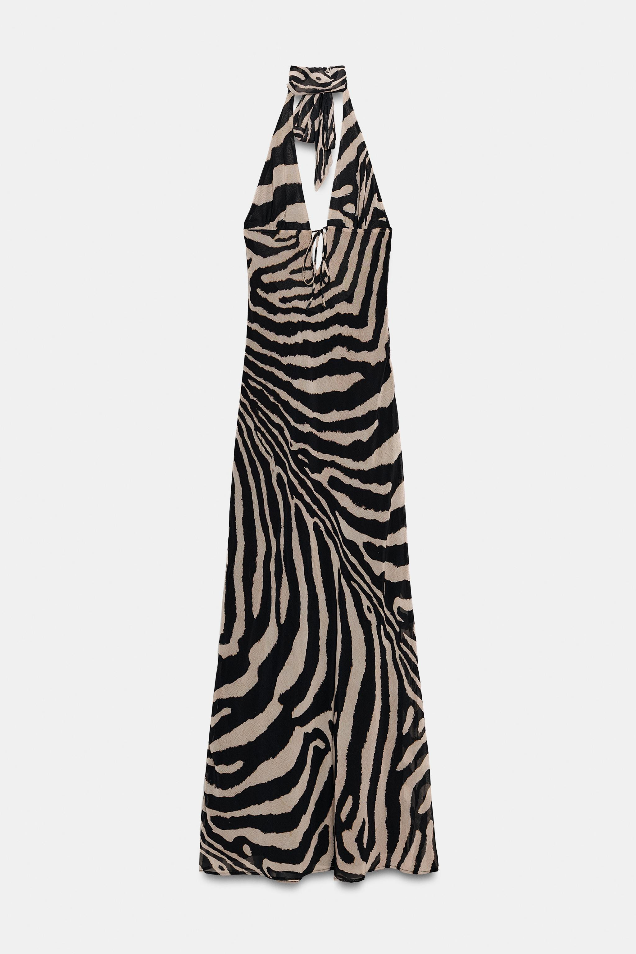 LONG ANIMAL PRINT HALTER DRESS | Zara UK