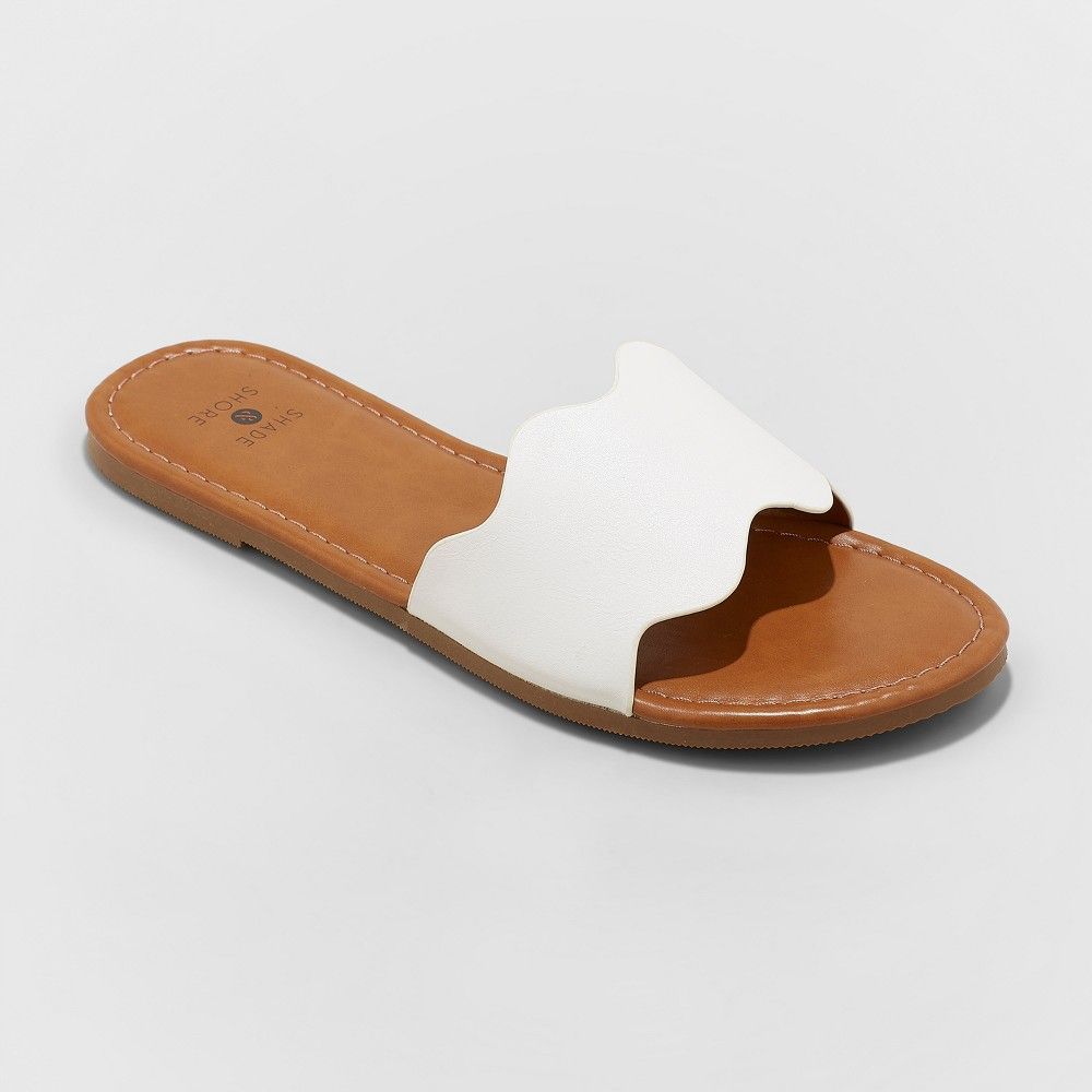 Women's Kate Scalloped Slide Sandals - Shade & Shore White 6 | Target