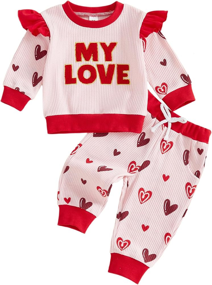 Engofs Toddler Newborn Baby Girl Fall Winter Outfits Long Sleeve Sweatshirt Tops Pants Headband 3... | Amazon (US)