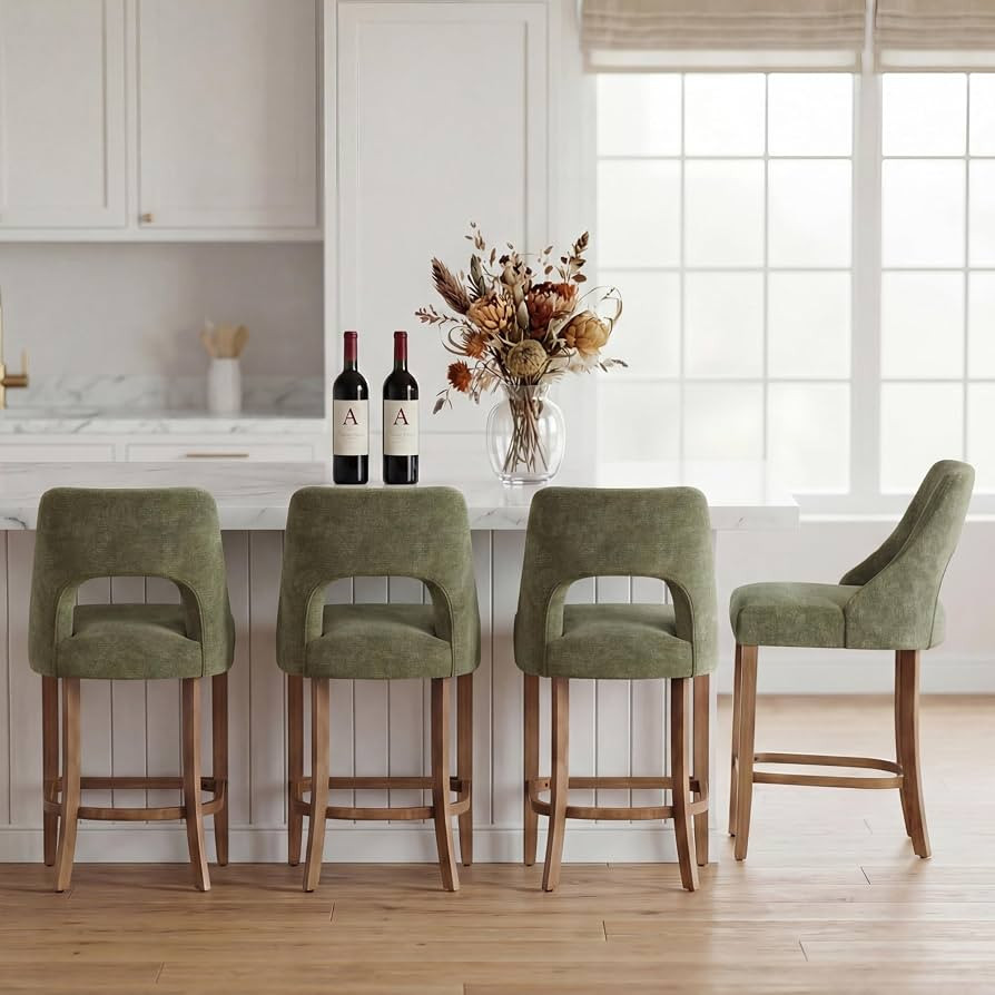 UVV Bar Stools Set of 4, Upholstered Counter Height Bar Stools, Modern Counter Stools with Wood L... | Amazon (US)