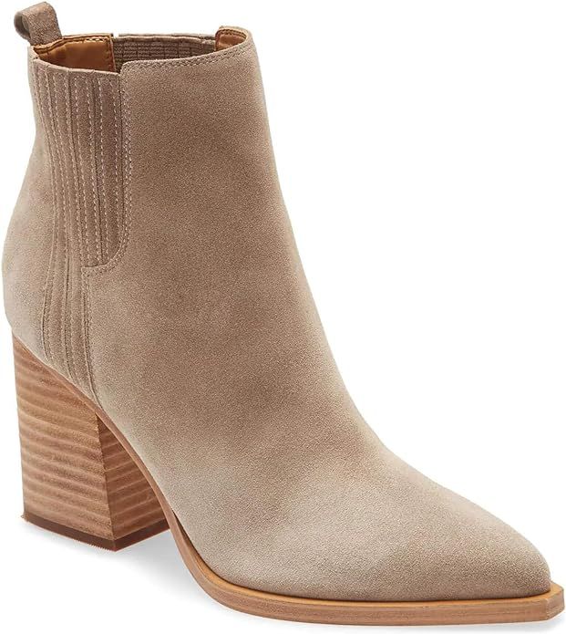 Imily Bela Womens Ankle Boots Pointed Toe Chunky Stacked Mid Heeled Faux Suede Leather Booties | Amazon (US)