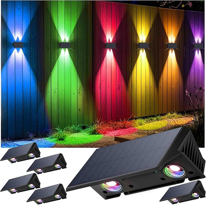 Fence Lights Solar Powered, 6-Pack Solar Fence Lights Up/Down Flexible Buttons, IP67 Waterproof f... | Amazon (US)