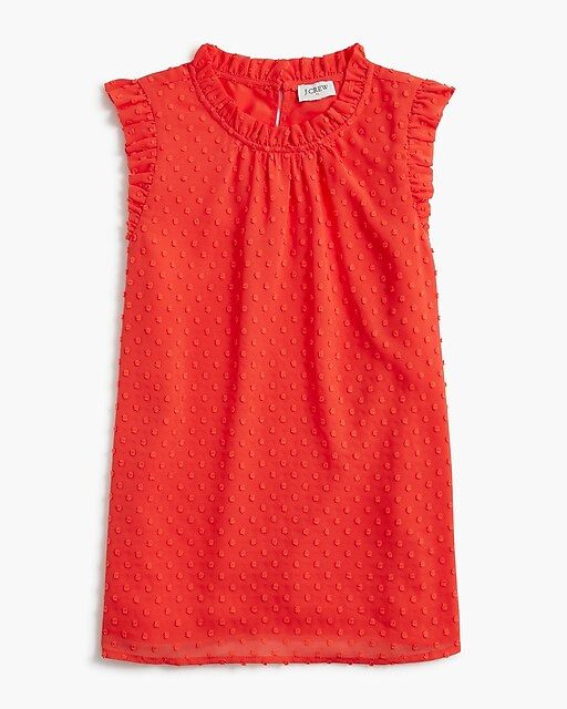 Sleeveless ruffleneck top in clip dot | J.Crew Factory