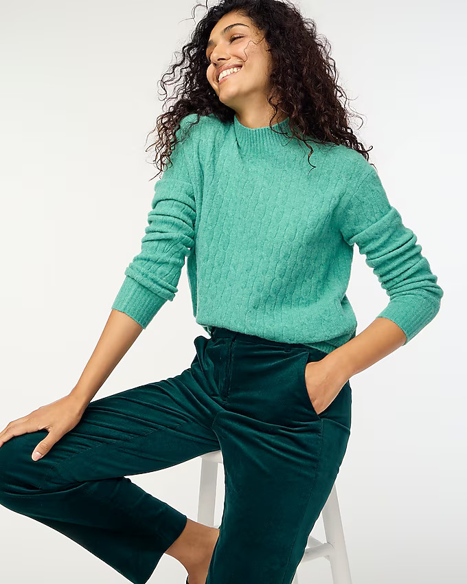 Cable-knit mockneck sweater in extra-soft yarn | J.Crew Factory