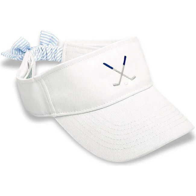 Bits & Bows | Golf Clubs Bow Visor, | Seersucker (White, Size Kid) | Maisonette | Maisonette