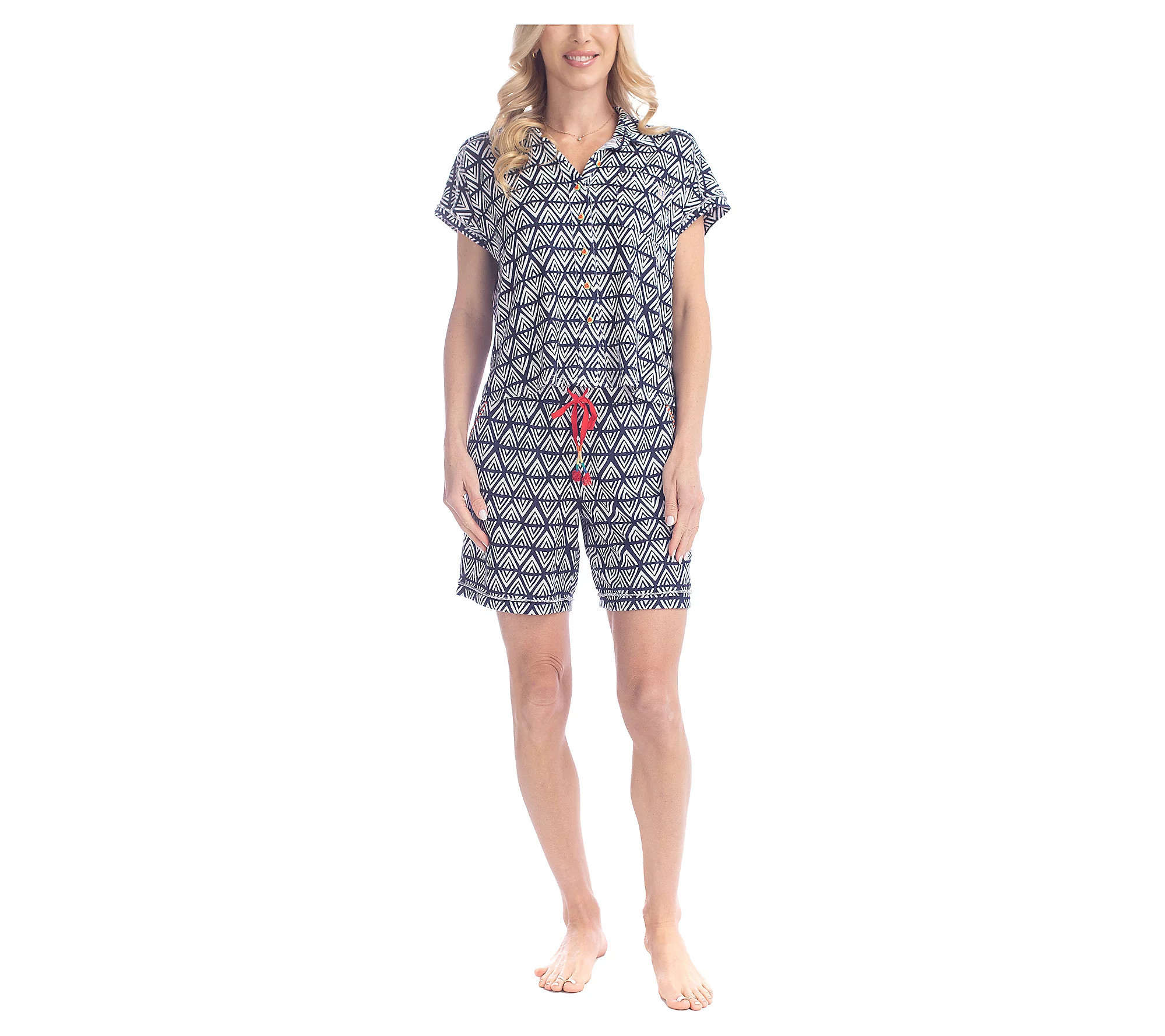 Ocean Pacific Summer Lovin' Notch Collar 5"" Sho rt Pajama Set | QVC