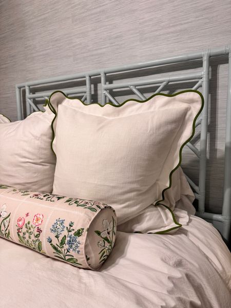 Emma’s big girl bedding! Euro pillows, pillow inserts, floral fabric, grasscloth wallpaper, bamboo headboard 

#LTKhome
