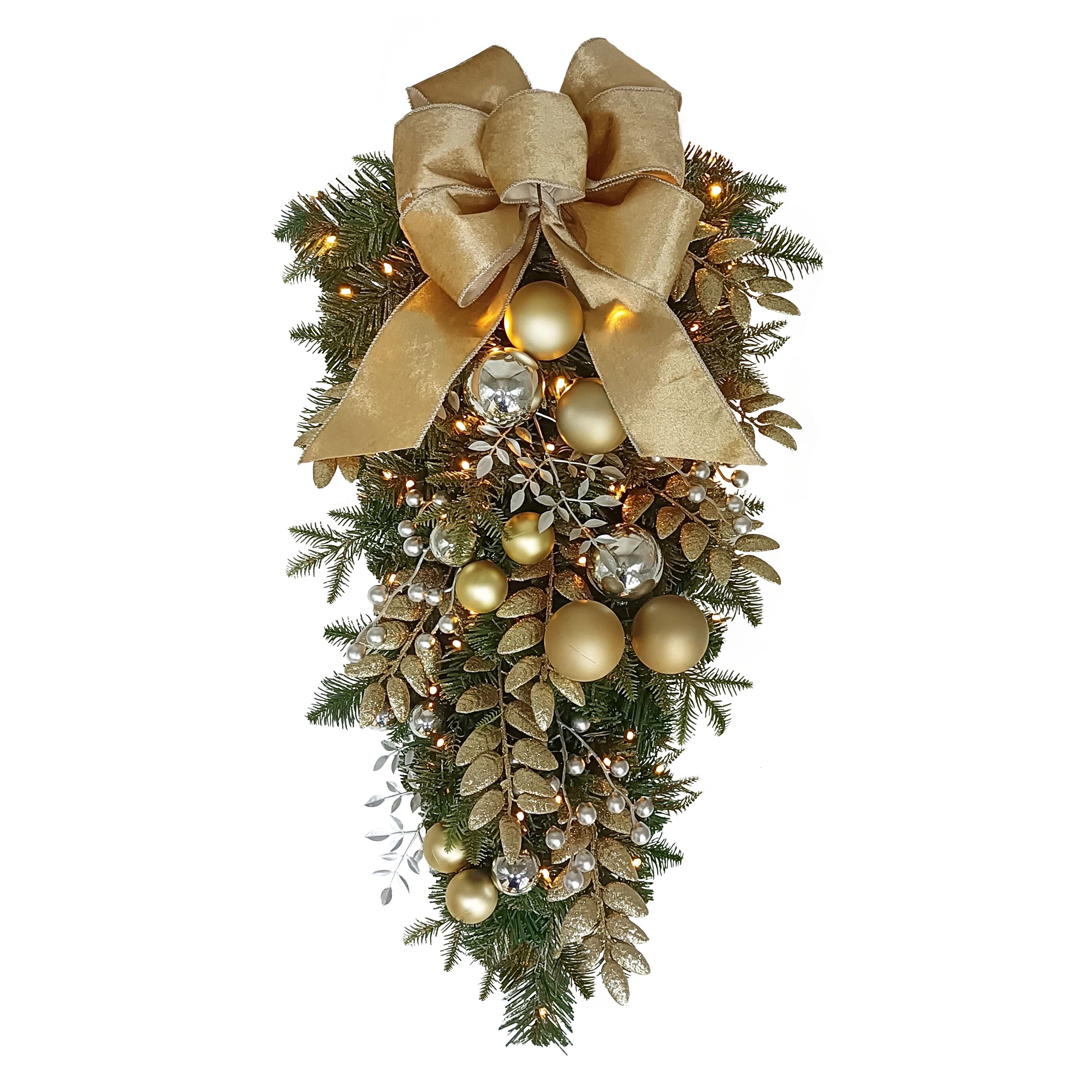 28" Battery-Operated Pre-Lit Decorated Artificial Swag | Wayfair North America