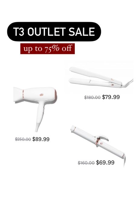 One of the best sales right now! T3 Micro is doing a huge outlet sale! Their hair dryer, flat iron AND curling iron is up to 75% off right now! I love these hair styling tools and have used them for years. You won’t want to miss this deal  

#LTKbeauty
