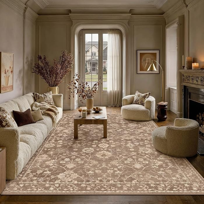 8x10 Brown Neutral Area Rugs Washable Rug Carpet | Amazon (US)
