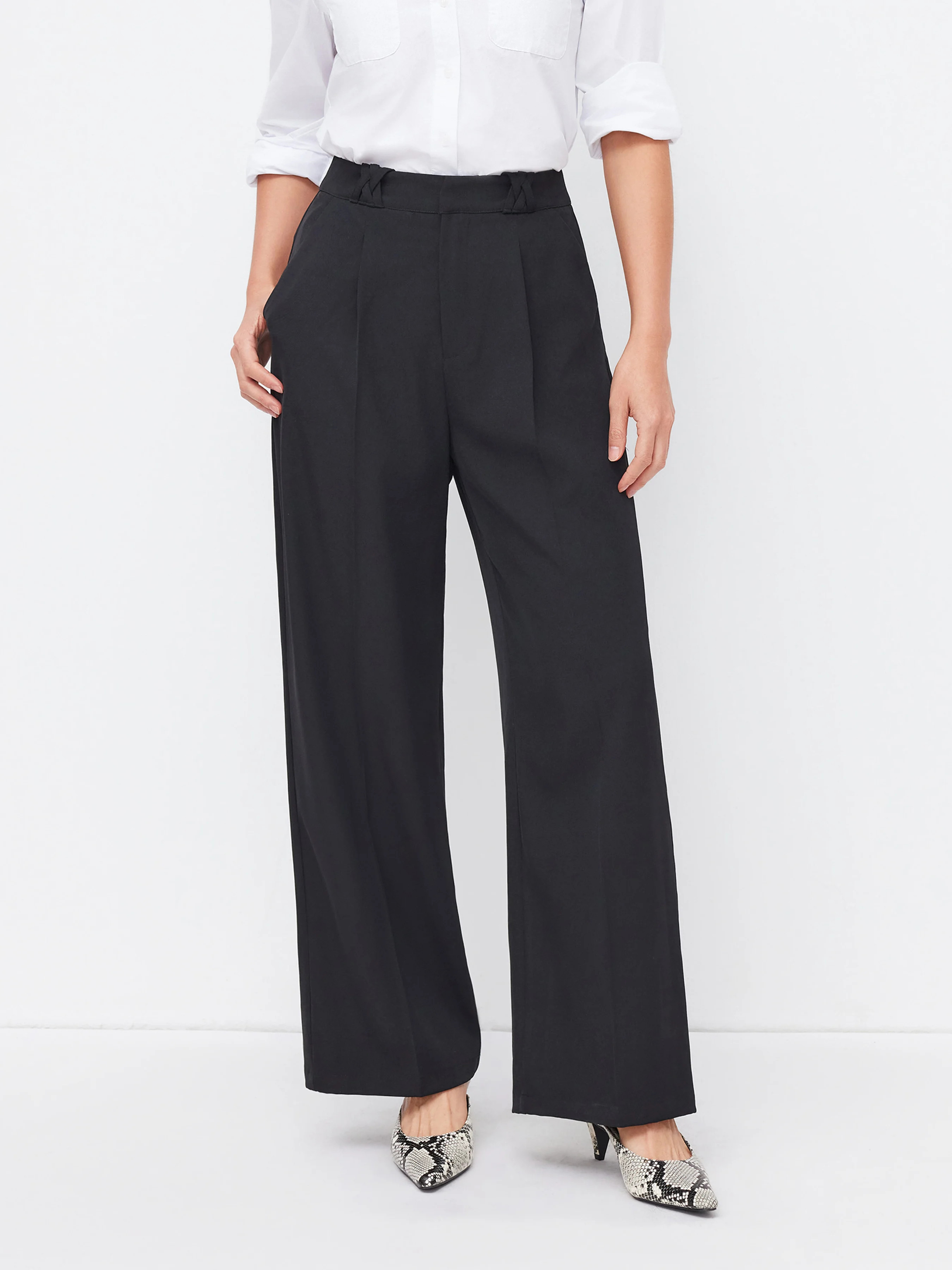 Woven Wrinkle-free Fabric Mid Rise Pleated Straight Leg Trousers For Daily Casual | Cider