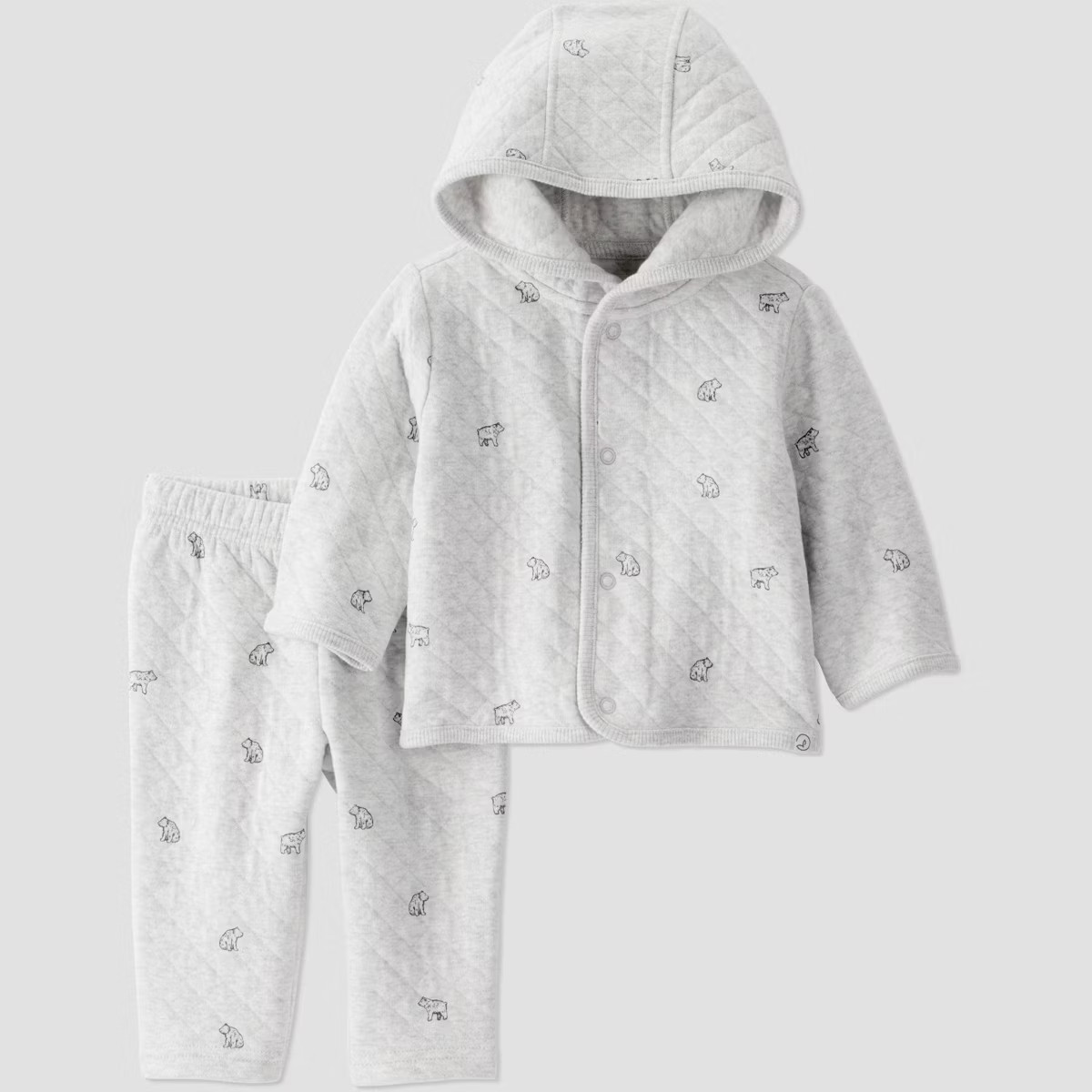 Little Planet By Carter's Organic Baby 2pc Quilted Hooded Set - Gray 6M | Target