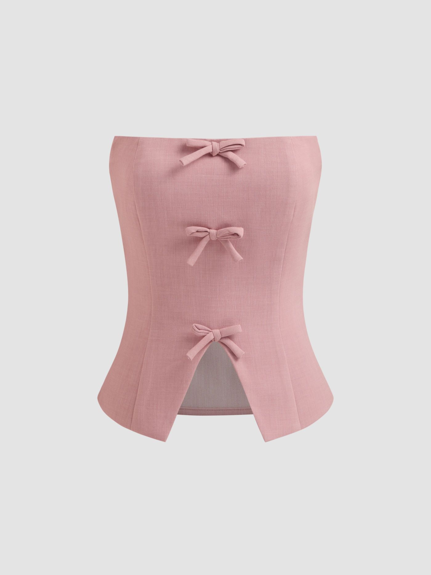 Solid Bowknot Zipper Tube Top For Date | Cider