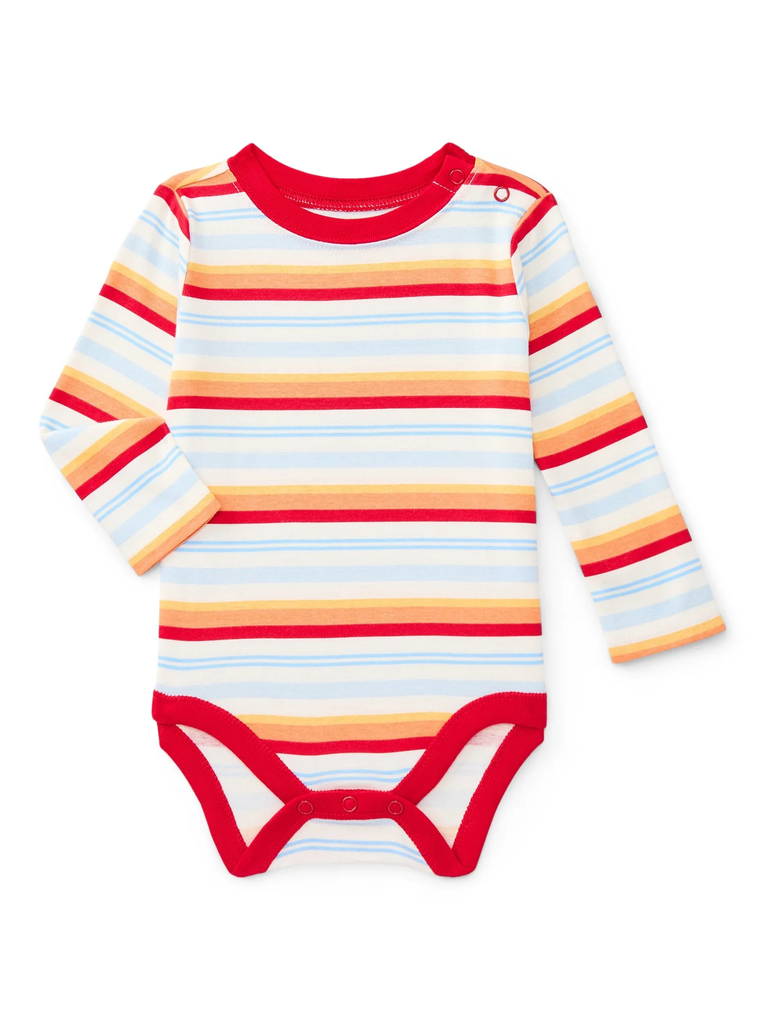 Wonder Nation Baby Boys Cotton Striped Bodysuit with Long Sleeves, Sizes 0M-24M | Walmart (US)