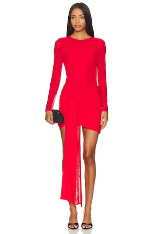 GIUSEPPE DI MORABITO Gathered Belt Dress in Red from Revolve.com | Revolve Clothing (Global)