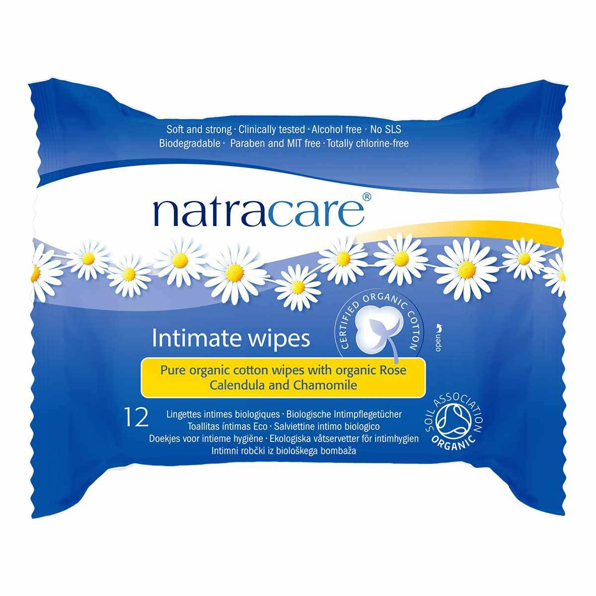 Natracare Organic Cotton Intimate Wipes (12 count) #27629 | Smallflower