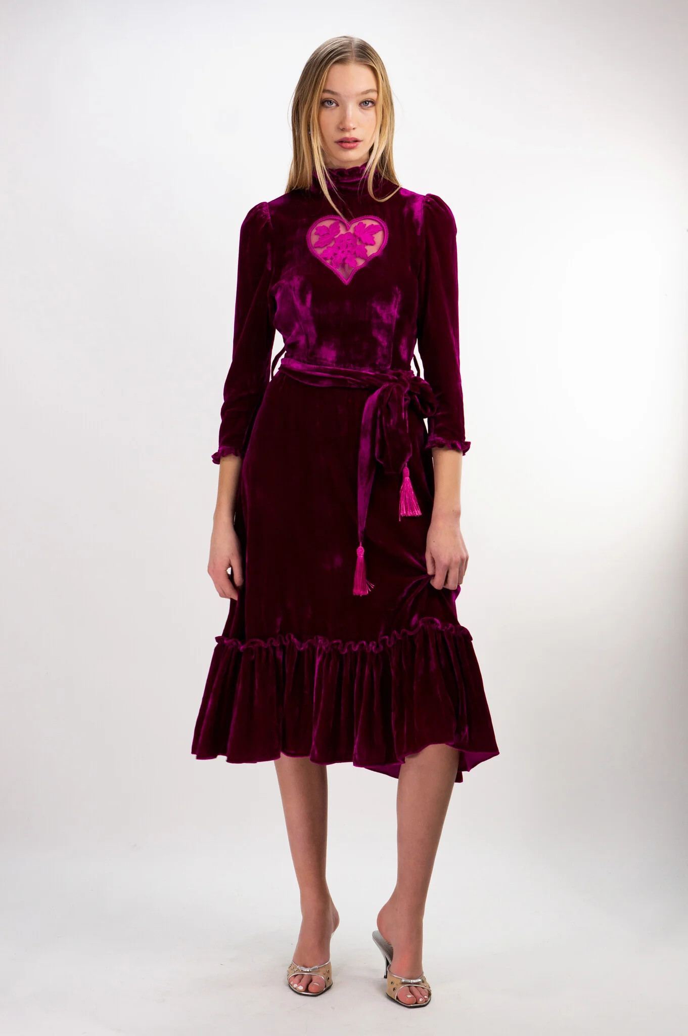 Velvet Sirsna Dress Magenta | Kristinit