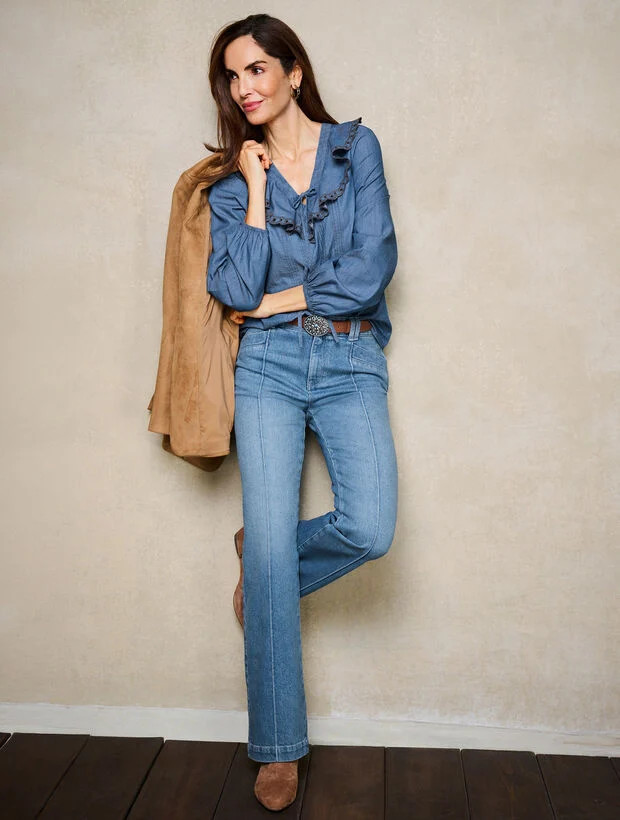 Chambray Pintuck Top | Talbots