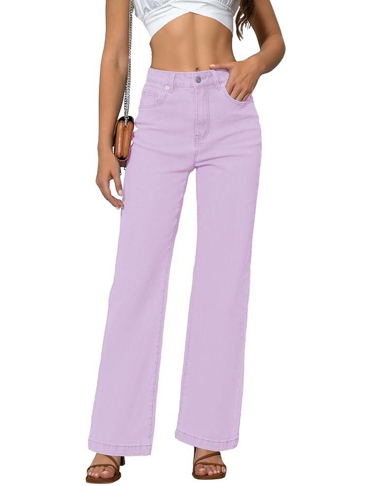 Womens Jeans High Waisted Straight Leg Loose Stretchy Lightweight Tummy Control Trendy Jeans for ... | Amazon (US)