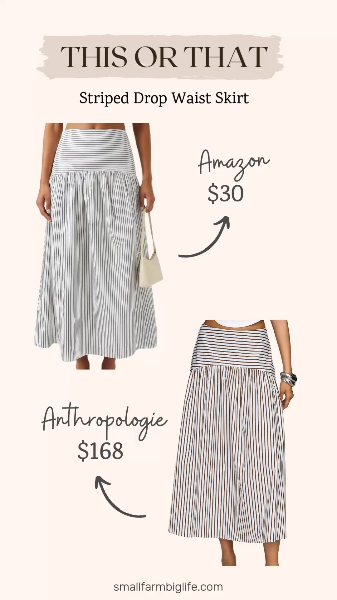 This or that: the Anthropologie Tobie Drop Waist Skirt for $168 or the Amazon version for $30? The Anthropologie version is the original with that beautiful drop waist silhouette and premium fabric quality that justifies the investment if you want a piece that will last for years. But if you love the flowy midi skirt look and want to try it at a fraction of the price the Amazon version gives you a similar flowy A-line silhouette for under $30. Both are linked so you can decide which works best for your budget right now. Tap to shop! 

 #LTKgrwm #LTKootd #LTKOver40