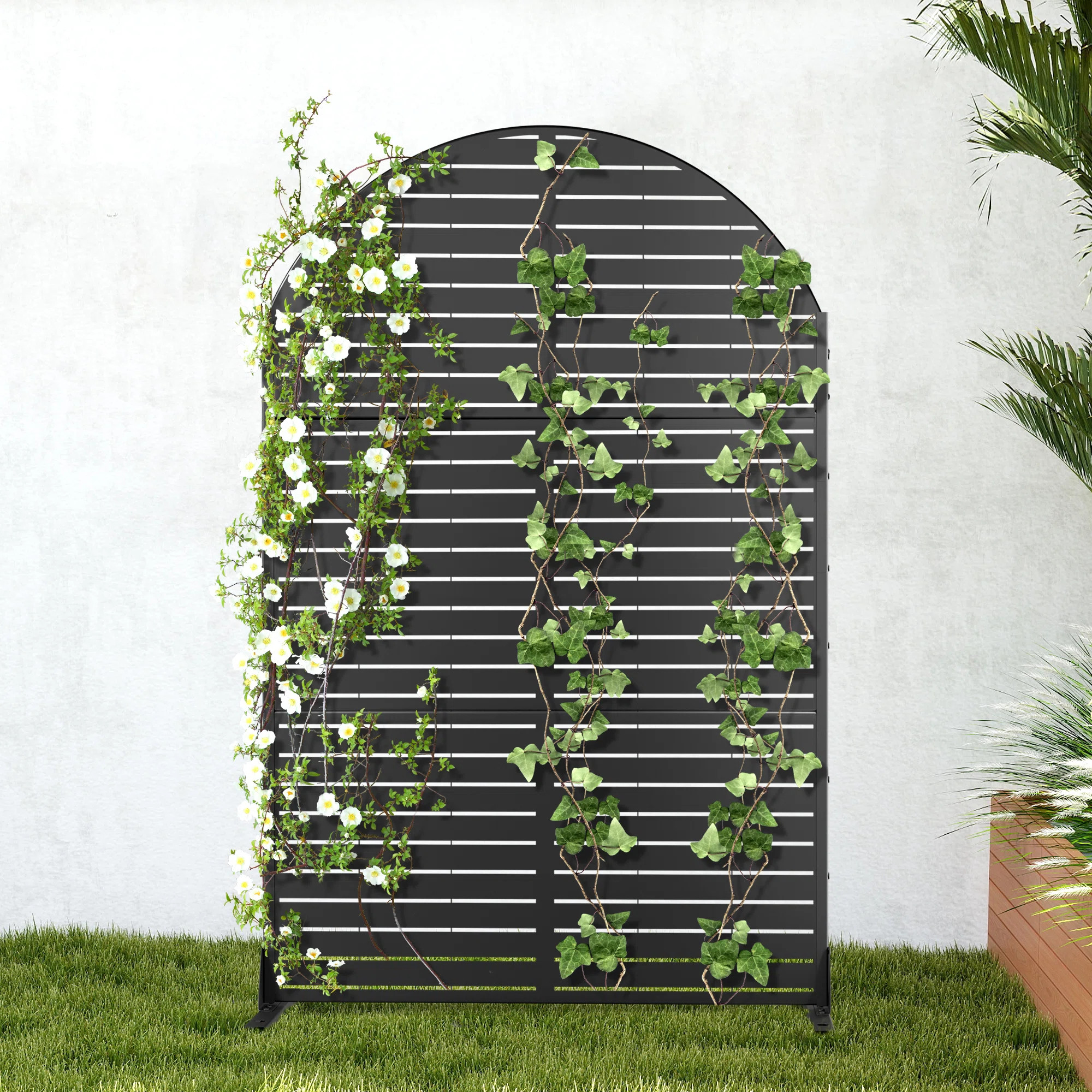 Arched Metal Privacy Screen – Freestanding Outdoor Decorative Panel for Patio, Balcony, Garden,... | Wayfair North America