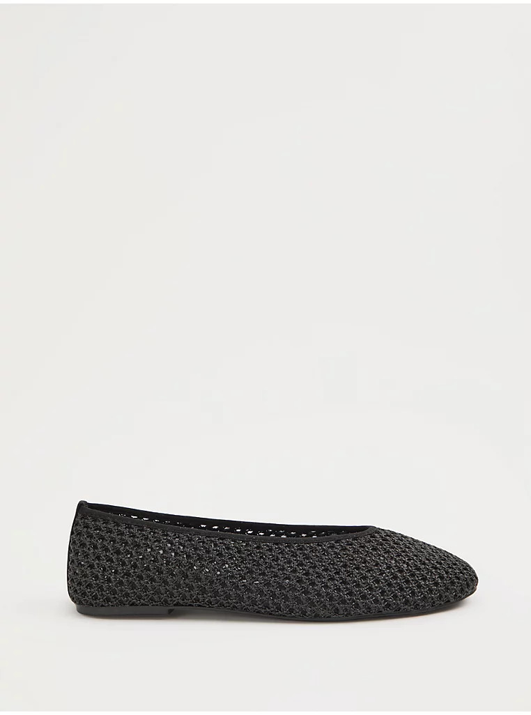 Black Crochet Ballet Flats | George