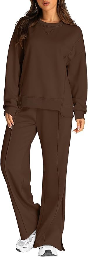 Womens 2 Piece Outfits Sweatsuits Long Sleeve Oversized Lounge Sets Tracksuits Athletic Clothing ... | Amazon (US)