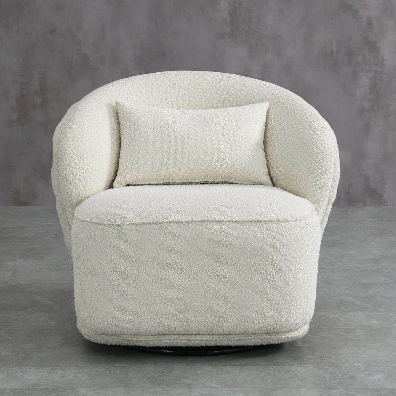 Iyoni 33" Wide Upholstered Tufted Boucle Swivel Barrel Chair | Wayfair North America