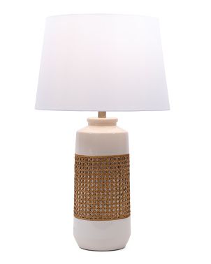 Ceramic And Rattan Table Lamp | TJ Maxx
