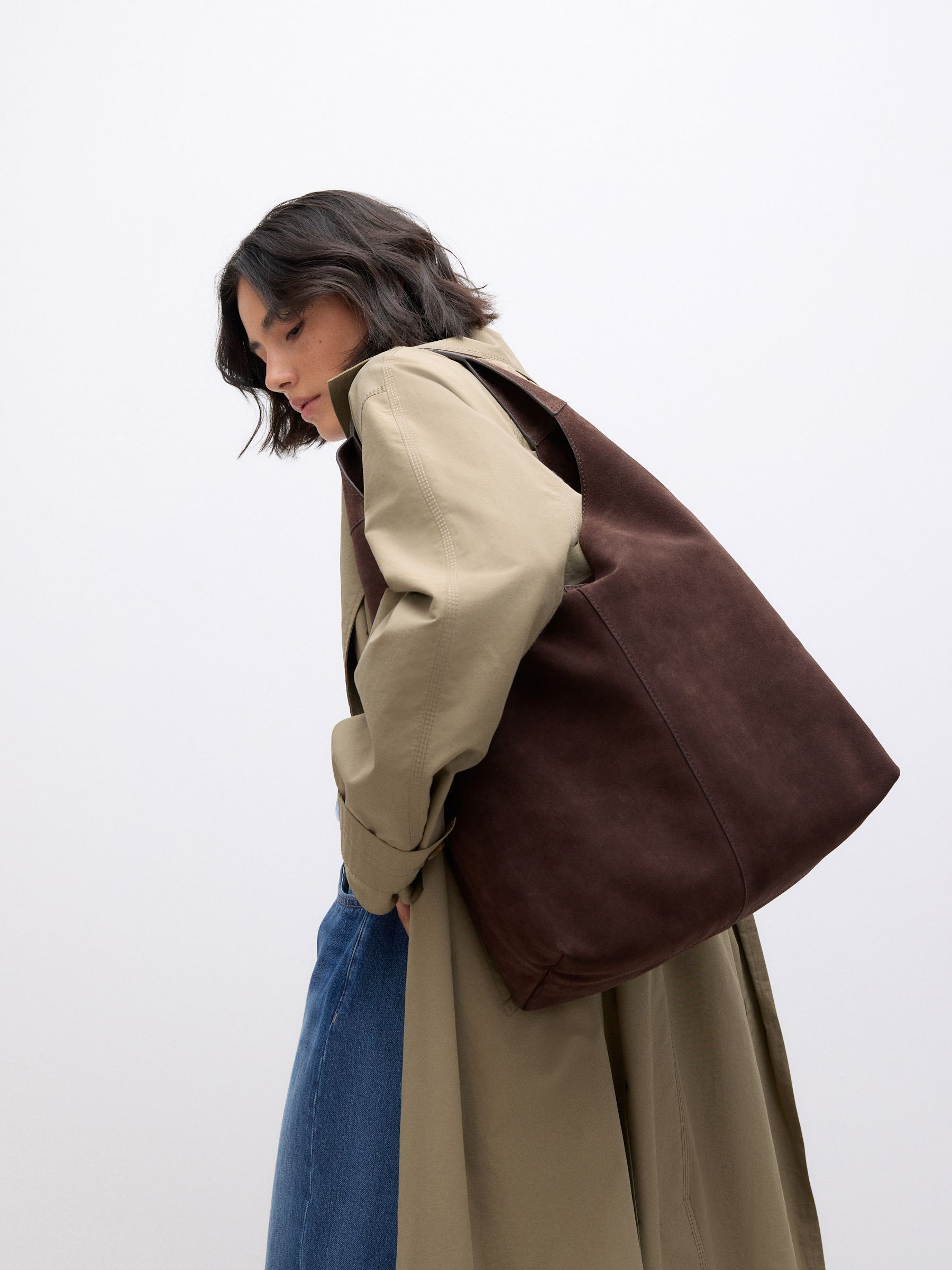 Buy Chocolate Brown Leather Slouchy Shoulder Bag from Next Ireland | Next EU