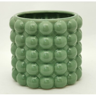 Origin 21 7.625-in x 7-in Green Ceramic Planter with Drainage Holes | Lowe's