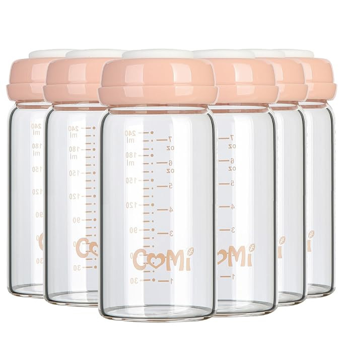 COMI Wide Neck Glass Breastmilk Collection n Storage Bottle, 8oz with Screw Ring Sealing Disk; Re... | Amazon (US)