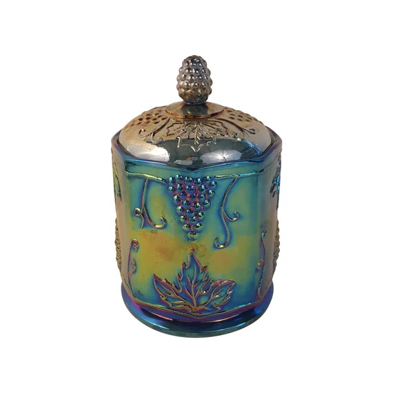 Harvest Grape Jar Blue Carnival Glass by Indiana Glass 1960s | Etsy (US)