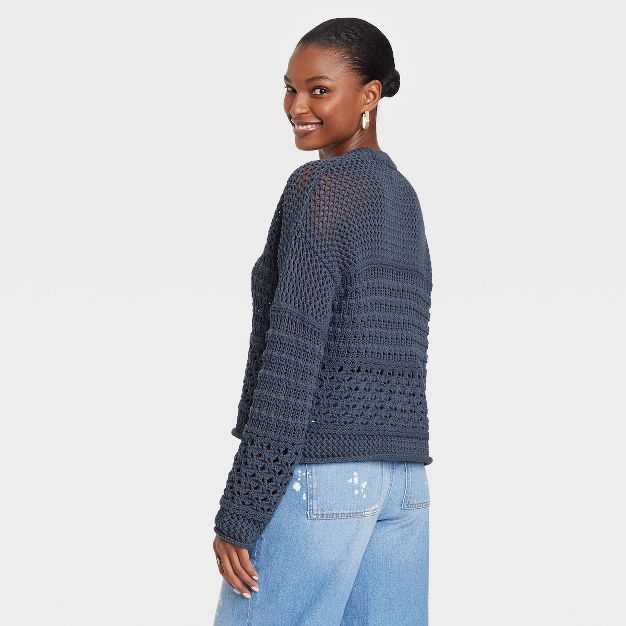 Women's Open Work Crewneck Pullover Sweater - Universal Thread™ | Target