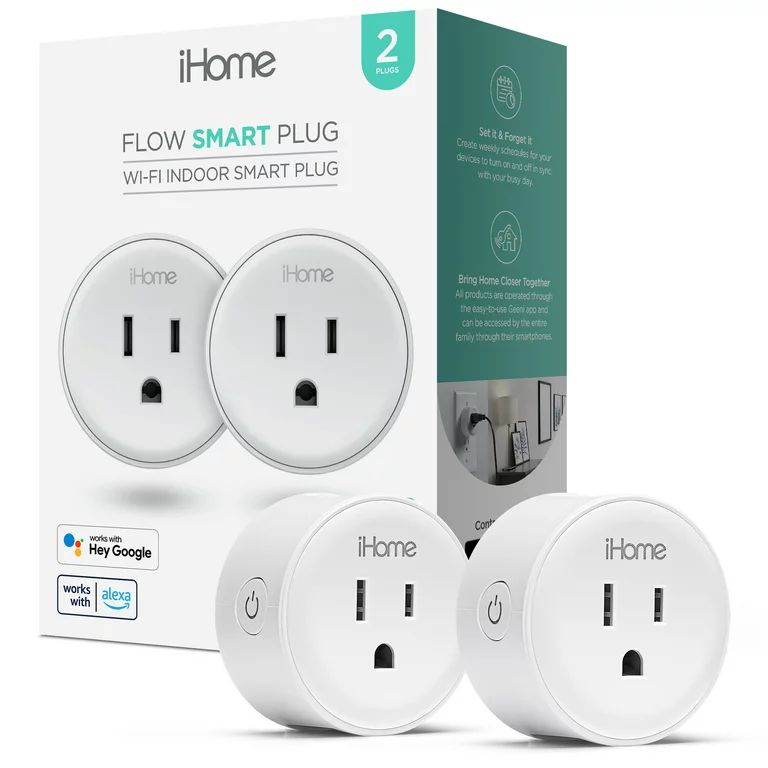 iHome Smart Plug Works with Alexa and Google Home, App Control, 10 Amps - (2 Pack) White | Walmart (US)